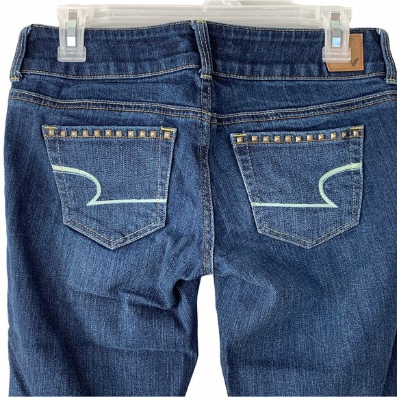 American Eagle Jeans Women Size 4 Stretch Artist Straight Leg Low Rise - Picture 7 of 12
